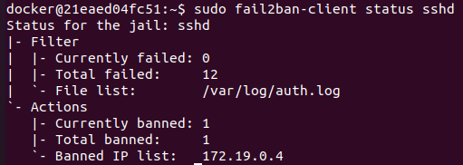 fail2ban client status after